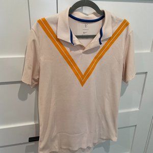 Nike Roger Federer Beige Retro Tennis Polo; Size M